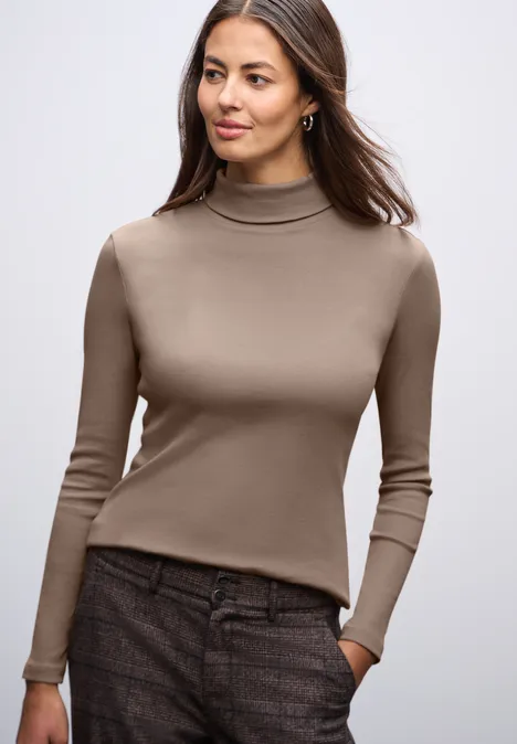 Basic Rollkragenshirt light terra mocha