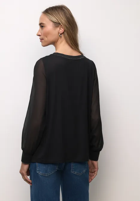 2in1 Chiffon Shirt Black