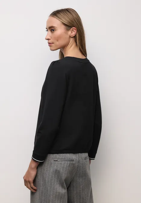 T-shirt doux avec détails côtelés Black T-shirt doux avec détails côtelés Black