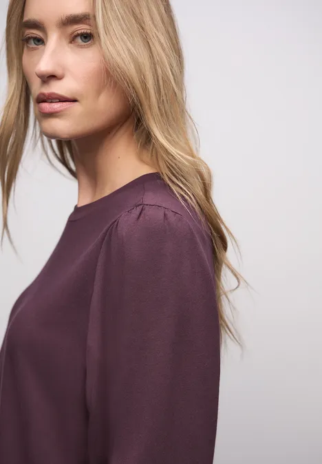 T-shirt doux avec détails côtelés Jazz Berry