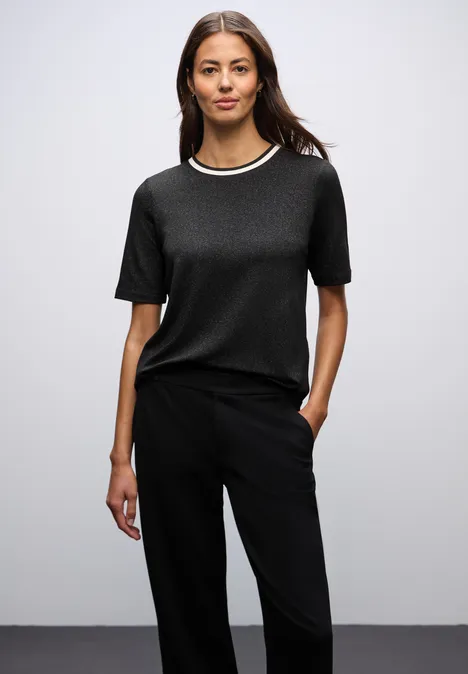 T-Shirt mit Glitzerdetails Black