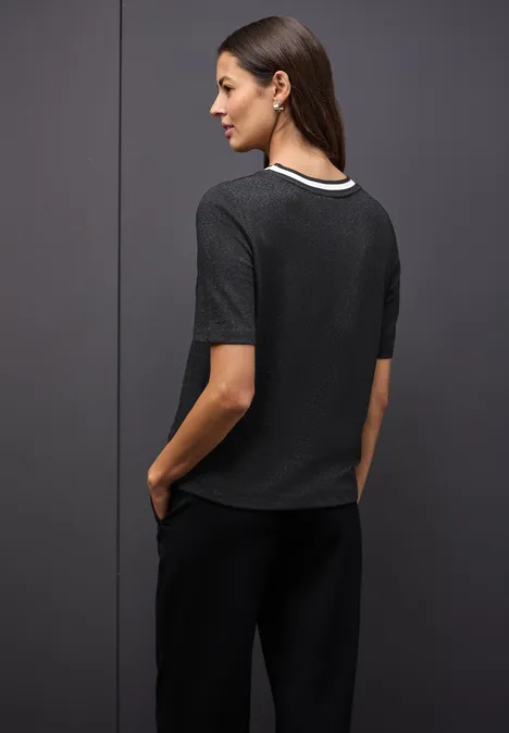T-Shirt mit Glitzerdetails Black