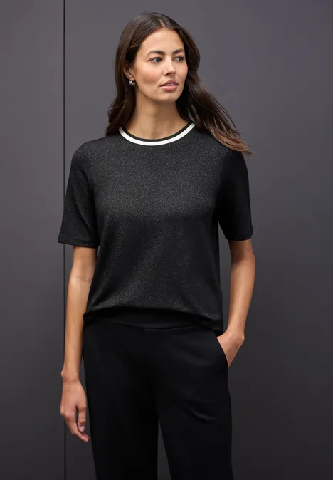T-Shirt mit Glitzerdetails Black