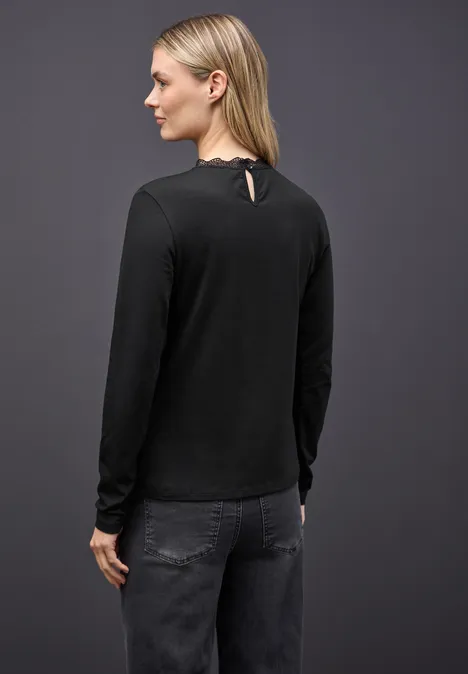 Shirt met kantdetail Black Shirt met kantdetail Black