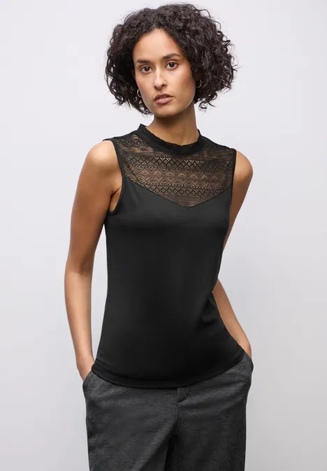Top mit Spitze Black