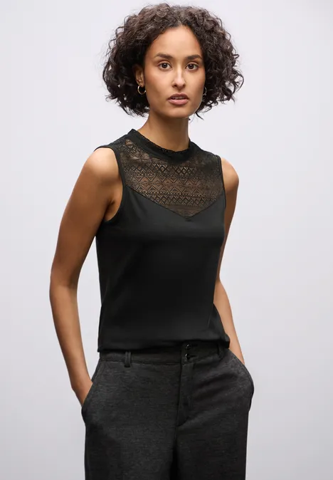 Top mit Spitze Black
