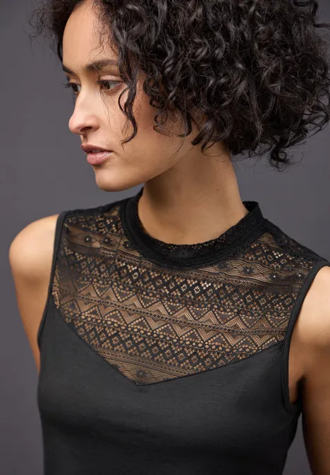 Top mit Spitze Black