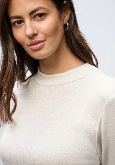 Glitzerndes Shirt soft beige