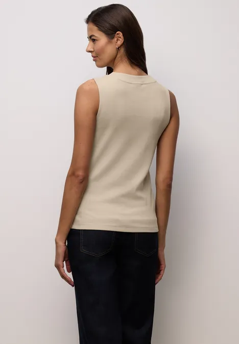 Top basique avec structure côtelée cotton beige