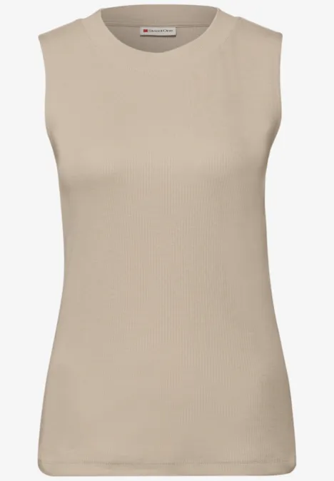 Top basique avec structure côtelée cotton beige