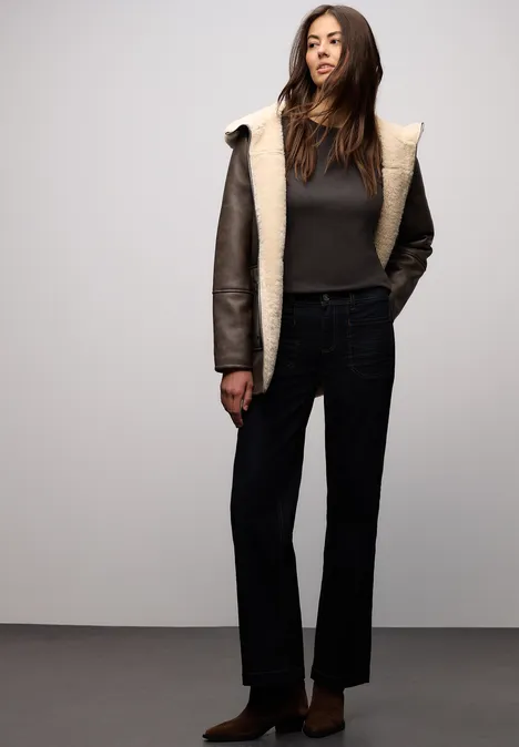 Top basique avec structure côtelée darkest brown