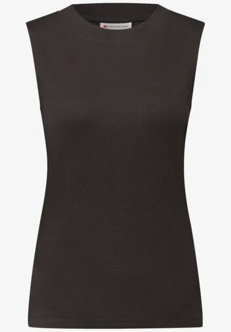 Top basique avec structure côtelée darkest brown