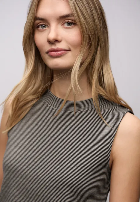 Top de base rayé darkest brown