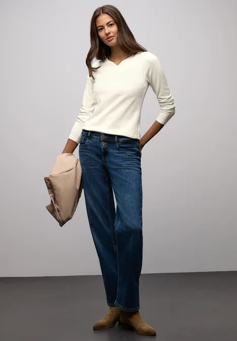 T-shirt basique avec structure côtelée off white T-shirt basique avec structure côtelée off white