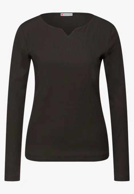 T-shirt basique avec structure côtelée darkest brown T-shirt basique avec structure côtelée darkest brown