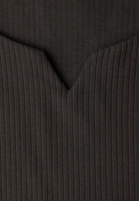 T-shirt basique avec structure côtelée darkest brown T-shirt basique avec structure côtelée darkest brown
