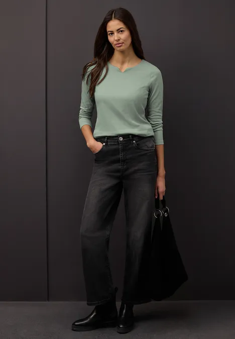 T-shirt basique avec structure côtelée dark serene green T-shirt basique avec structure côtelée dark serene green