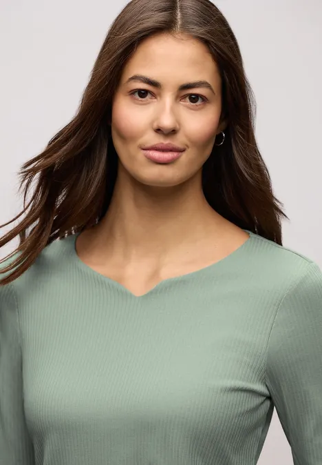 T-shirt basique avec structure côtelée dark serene green T-shirt basique avec structure côtelée dark serene green