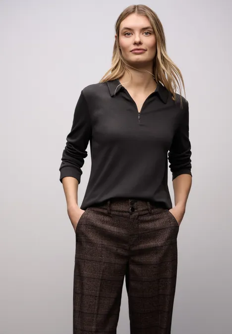 Polo avec fermeture éclair darkest brown