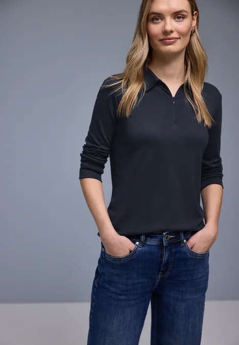 Poloshirt met rits shadowed navy