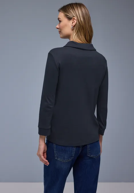 Poloshirt met rits shadowed navy