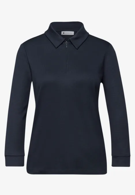 Poloshirt met rits shadowed navy