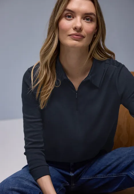 Poloshirt met rits shadowed navy