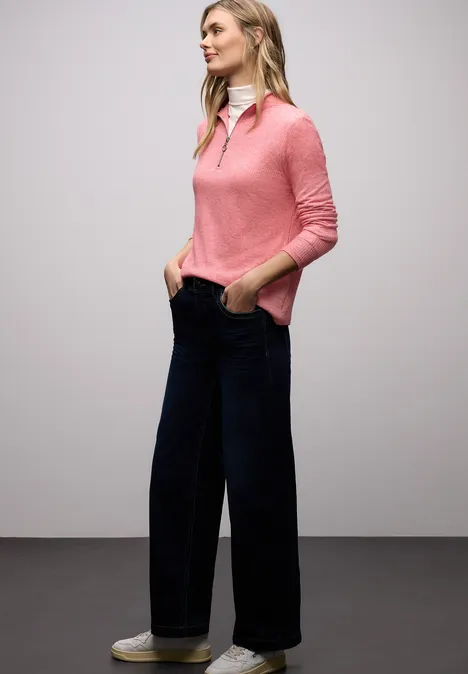 Shirt mit Rippstruktur striking coral mel.