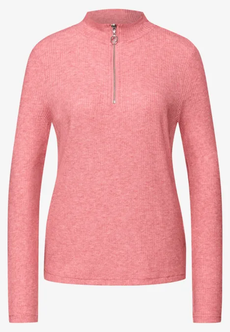 Shirt mit Rippstruktur striking coral mel.