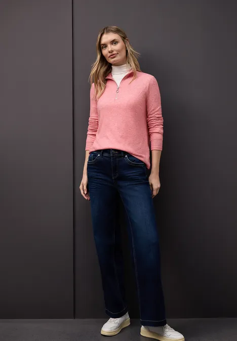 Shirt mit Rippstruktur striking coral mel.