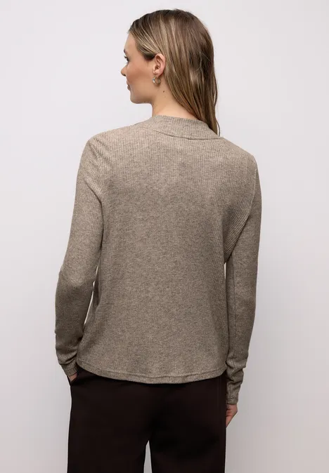 Shirt mit Rippstruktur light terra mocha mel.