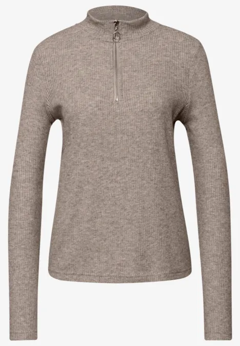 Shirt mit Rippstruktur light terra mocha mel.