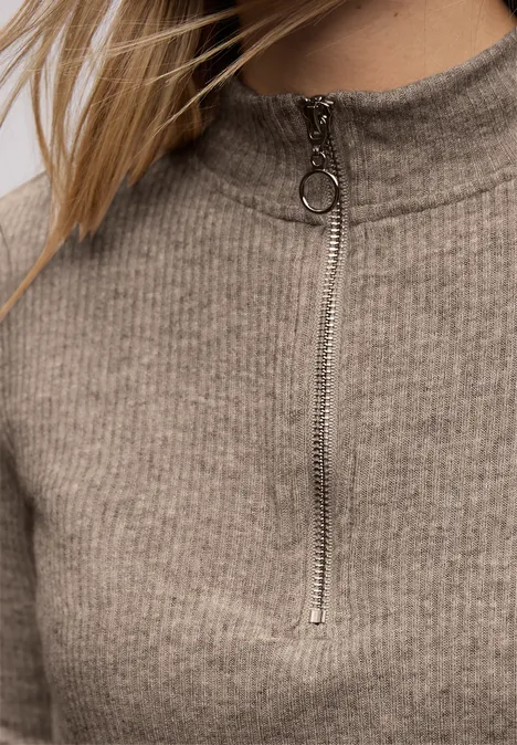 Shirt mit Rippstruktur light terra mocha mel.