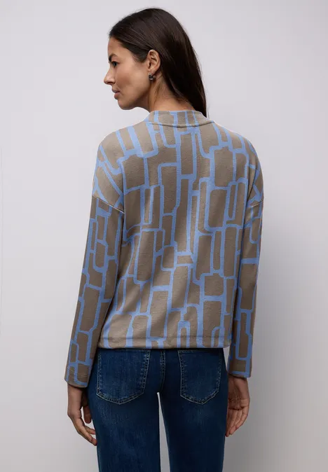 Print Shirt mit Tunnelzug frosted blue