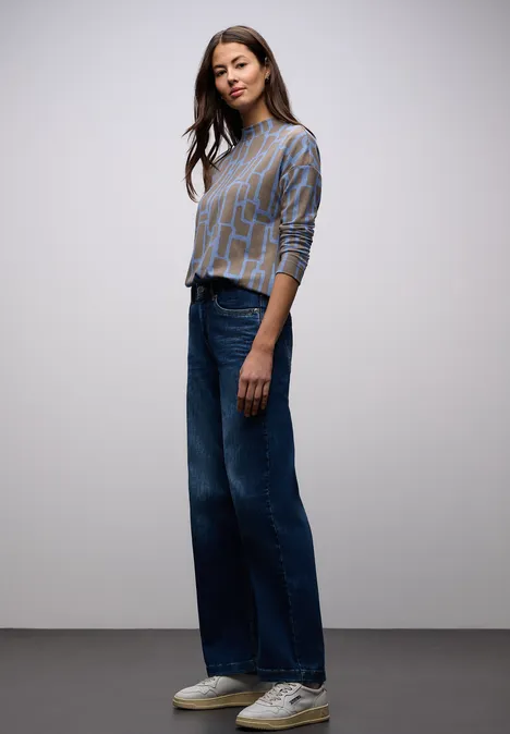 Print Shirt mit Tunnelzug frosted blue