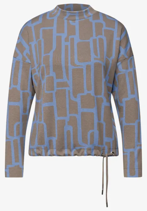 Print Shirt mit Tunnelzug frosted blue