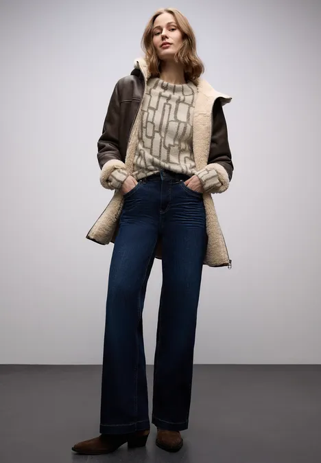 Gemustertes Shirt soft beige