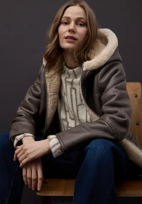 Gemustertes Shirt soft beige