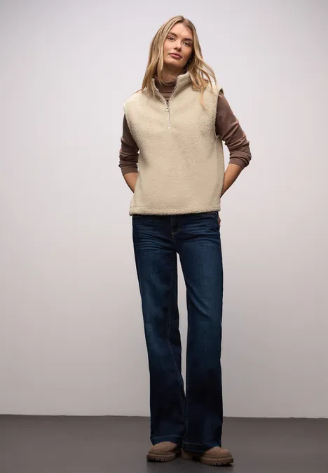 Teddy Shirt avec fermeture éclair Soft Fawn Beige