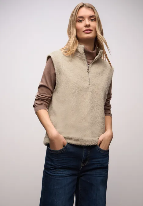 Teddy Shirt avec fermeture éclair Soft Fawn Beige