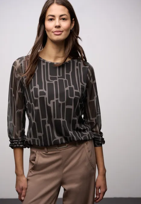 Chemise en maille à motifs darkest brown