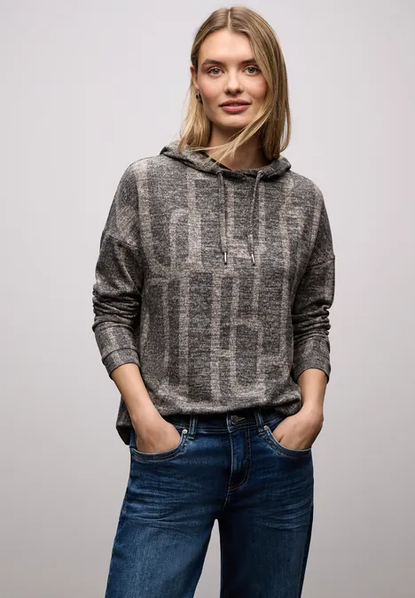 Gemusterter Hoodie Shirt darkest brown Gemusterter Hoodie Shirt darkest brown