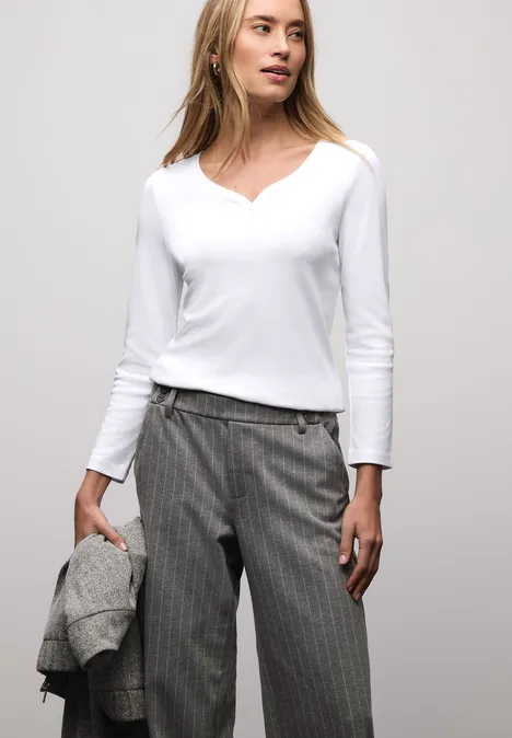 T-shirt basique avec détail de boutons White