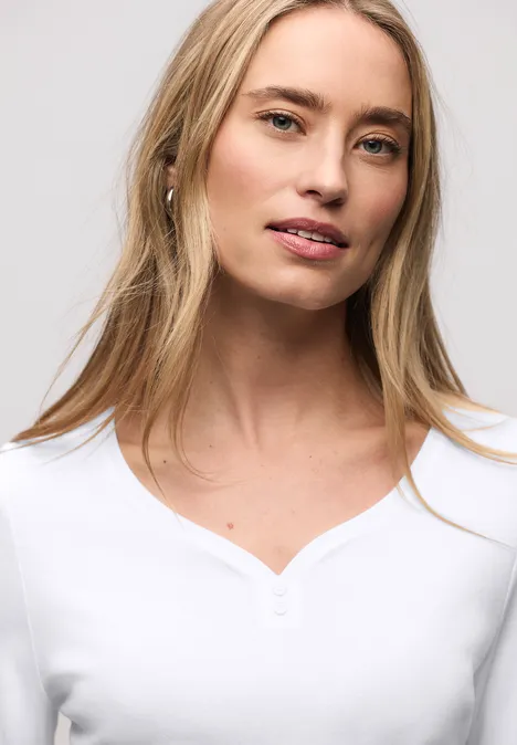T-shirt basique avec détail de boutons White