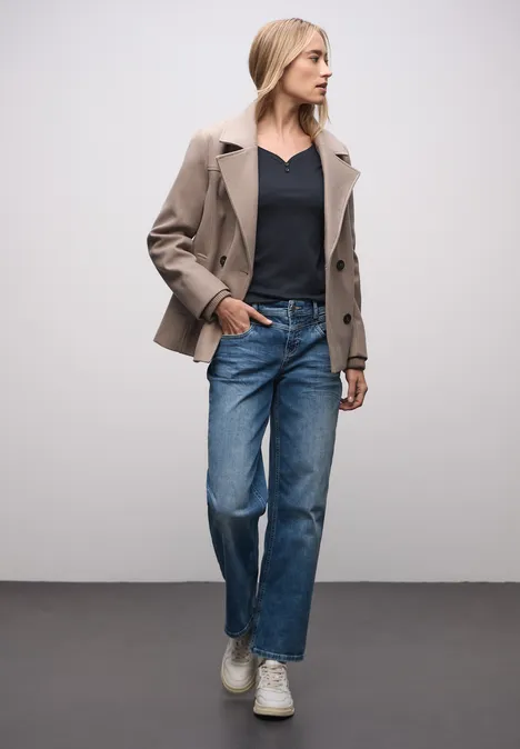 T-shirt basique avec détail de boutons deep blue