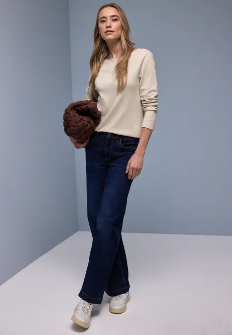 Shirt in effen kleur cotton beige