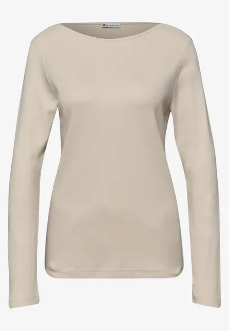 Shirt in effen kleur cotton beige