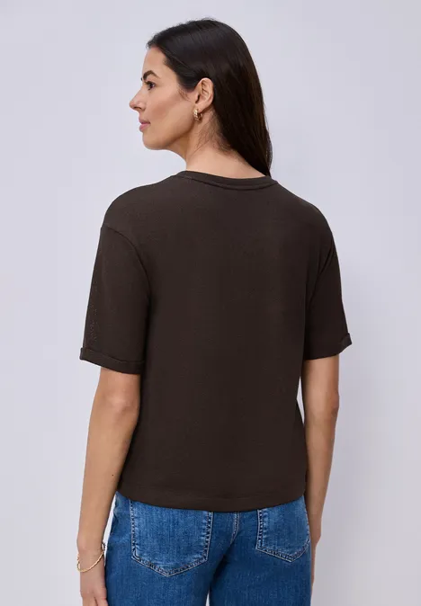 T-shirt à col rond en tricot espresso brown T-shirt à col rond en tricot espresso brown