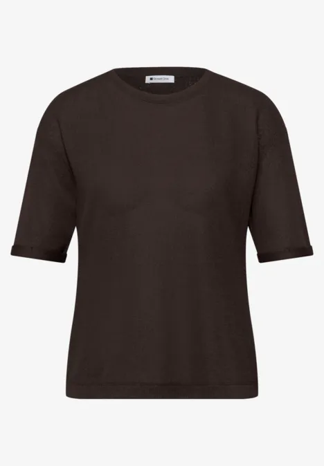 T-shirt à col rond en tricot espresso brown T-shirt à col rond en tricot espresso brown
