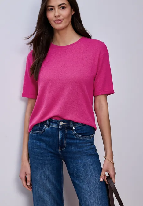 T-shirt à col rond en tricot magenta dream T-shirt à col rond en tricot magenta dream